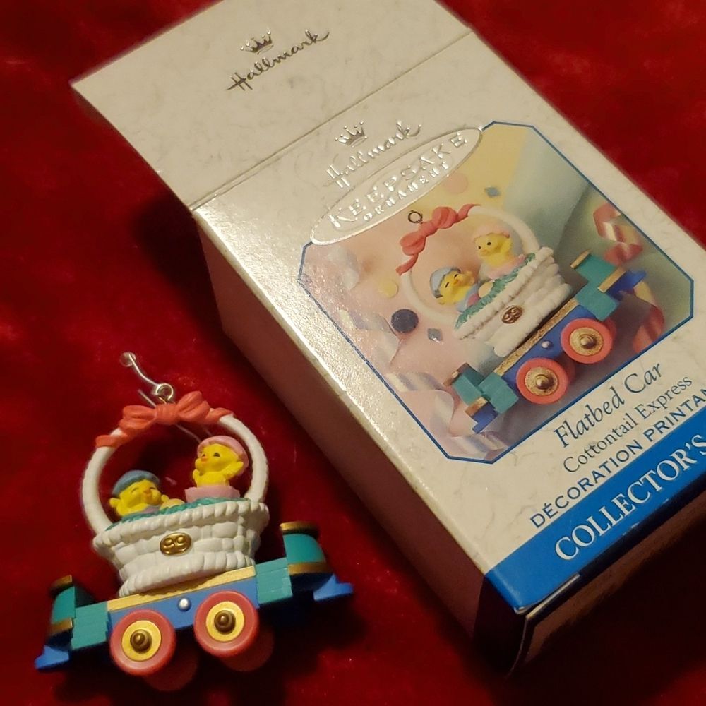 Vintage 1999 Hallmark Keepsake Ornament Cottontail Express Flatbed Car Easter - Picture 1 of 13